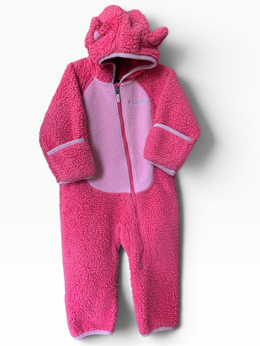 Cozy Pink Fleece columbia bunting suit One-Piece with Hood